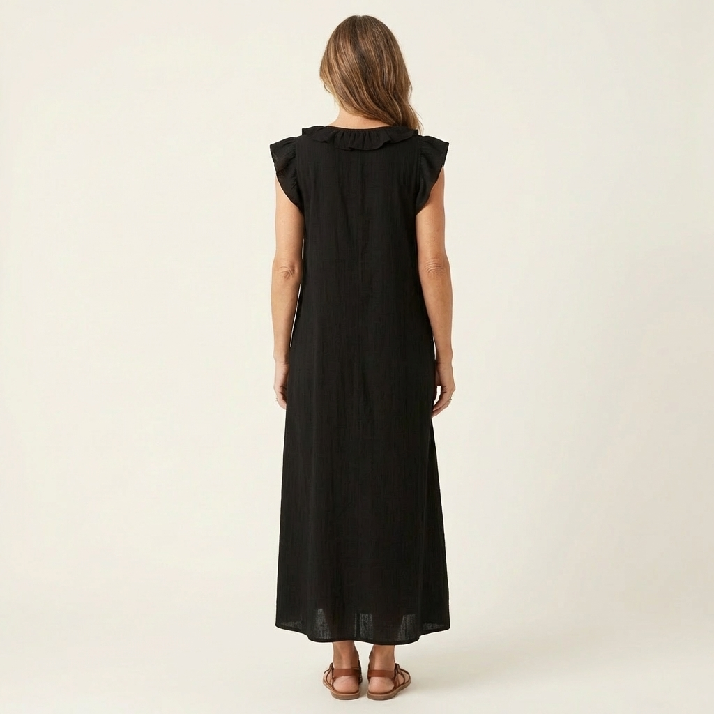 VIVIENNE | Ruffled Linen Maxi Dress