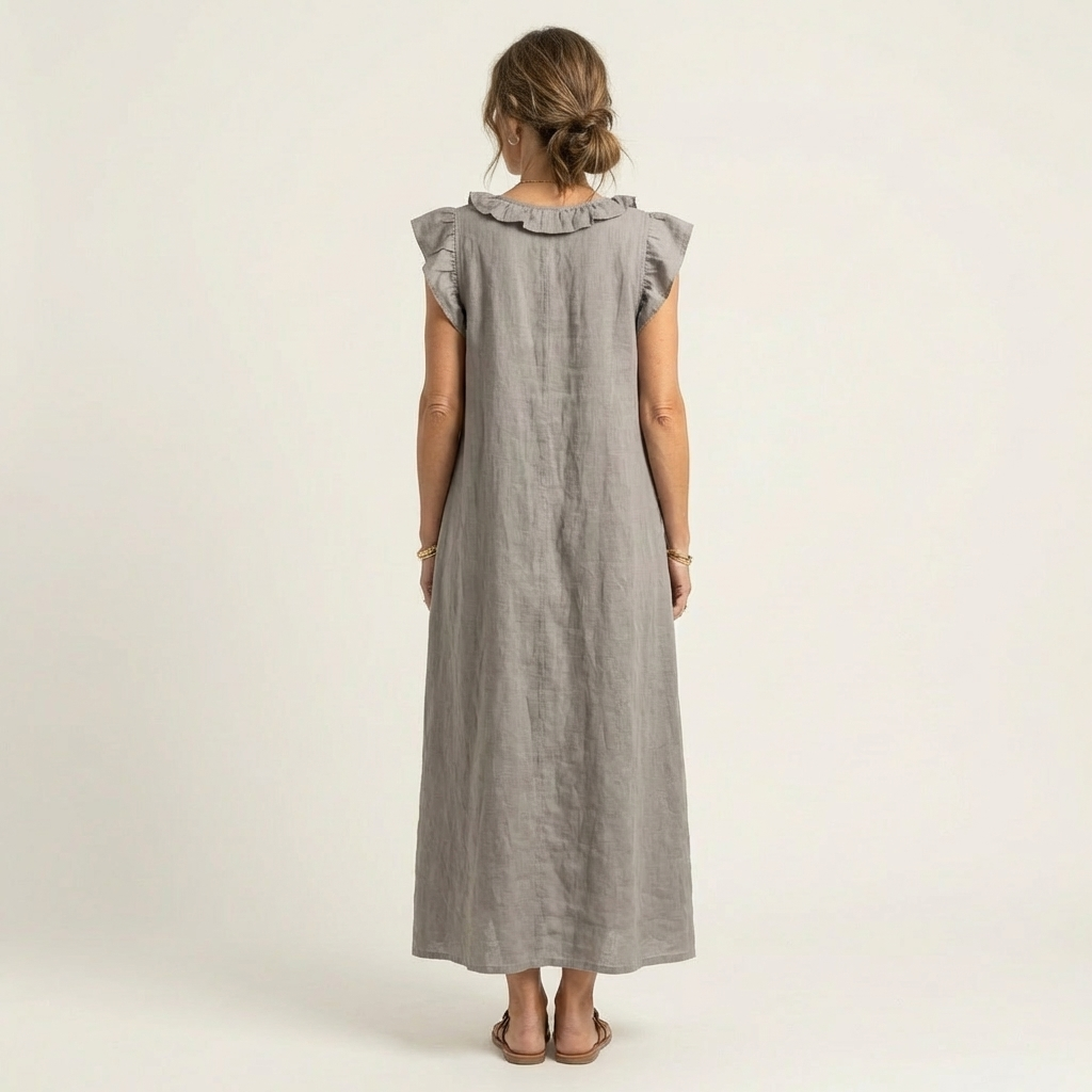 VIVIENNE | Ruffled Linen Maxi Dress