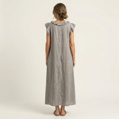 VIVIENNE | Ruffled Linen Maxi Dress