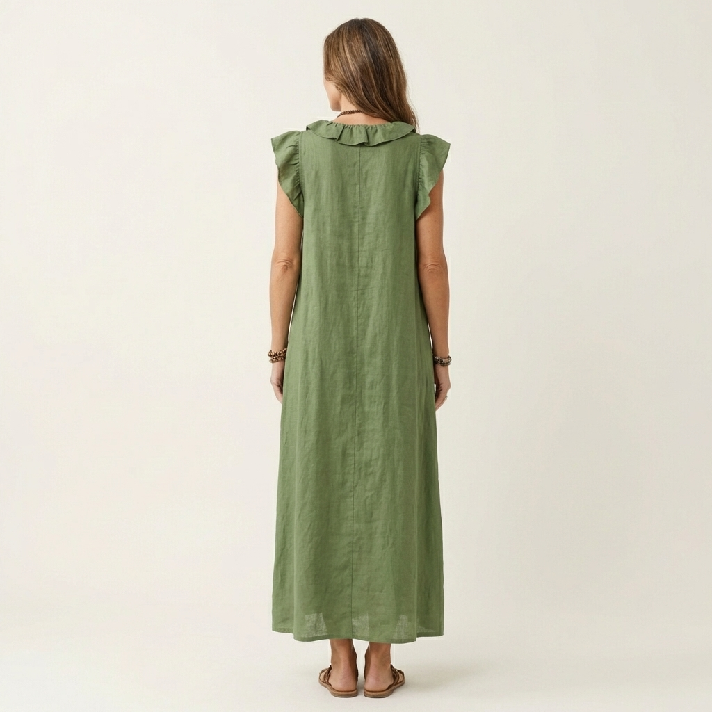 VIVIENNE | Ruffled Linen Maxi Dress