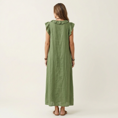 VIVIENNE | Ruffled Linen Maxi Dress