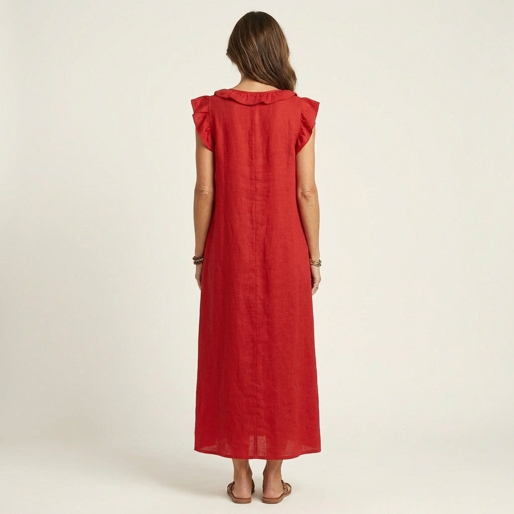 VIVIENNE | Ruffled Linen Maxi Dress