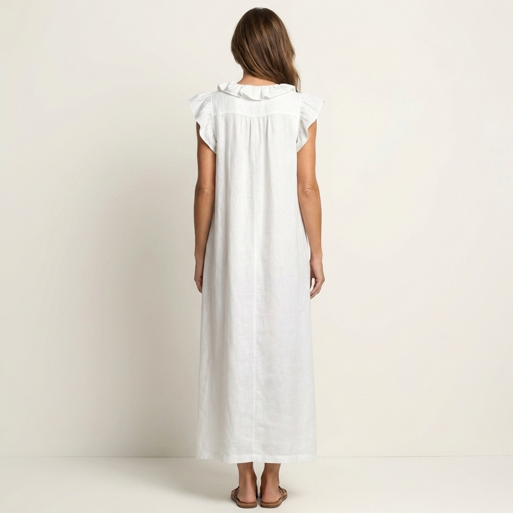 VIVIENNE | Ruffled Linen Maxi Dress