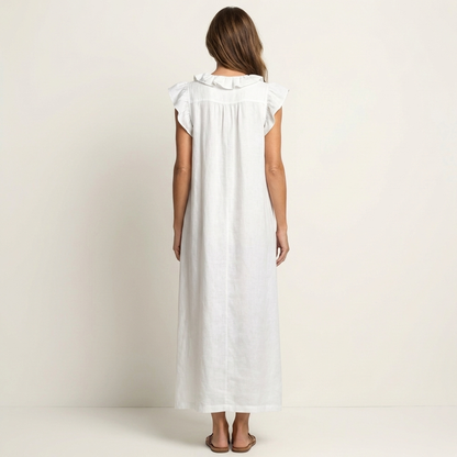 VIVIENNE | Ruffled Linen Maxi Dress
