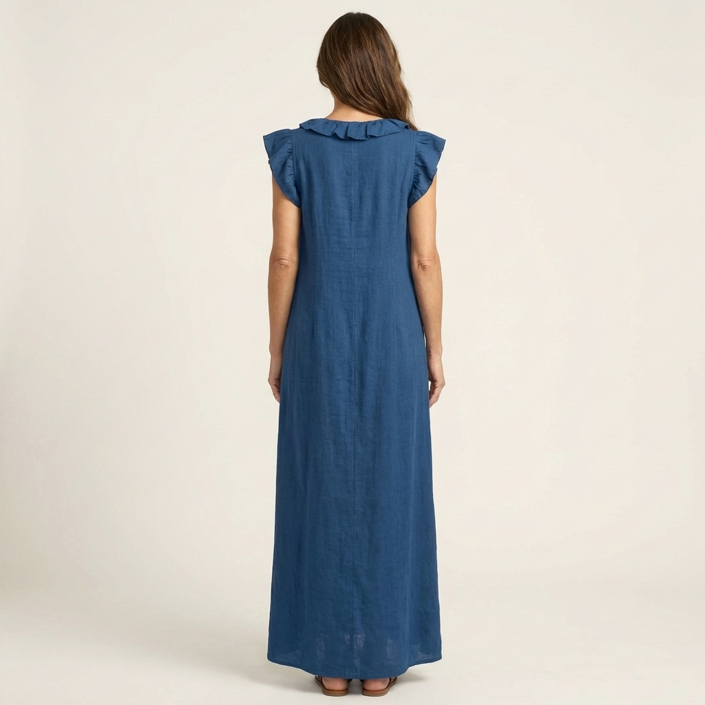 VIVIENNE | Ruffled Linen Maxi Dress