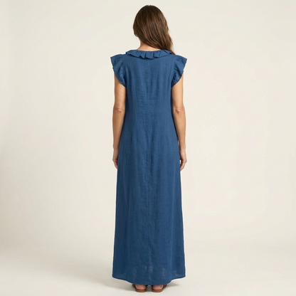 VIVIENNE | Ruffled Linen Maxi Dress