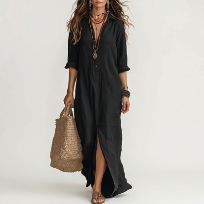 LUCIANA | COLLARED FLOWING MAXI DRESS