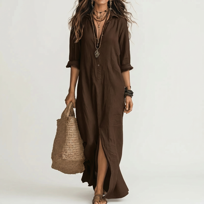 LUCIANA | COLLARED FLOWING MAXI DRESS