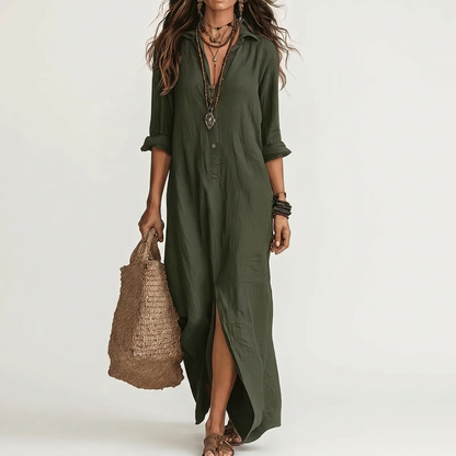 LUCIANA | COLLARED FLOWING MAXI DRESS