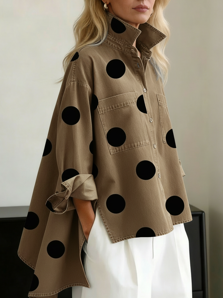 Elena™ | Polka Dot High-Low Overshirt