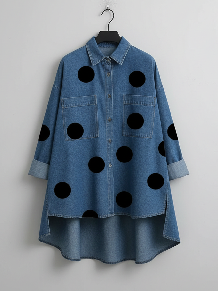 Elena™ | Polka Dot High-Low Overshirt