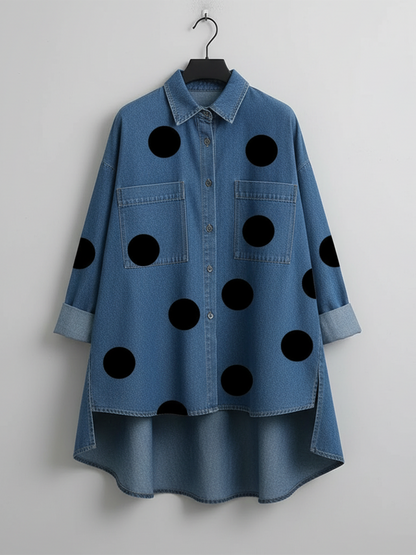 Elena™ | Polka Dot High-Low Overshirt