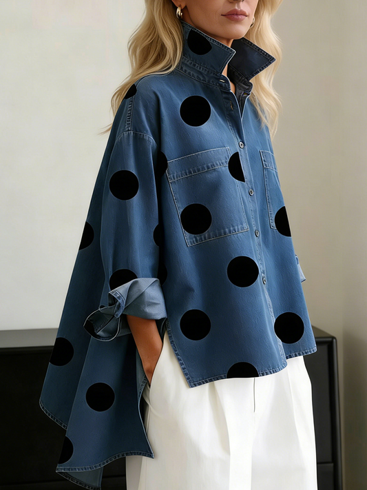 Elena™ | Polka Dot High-Low Overshirt