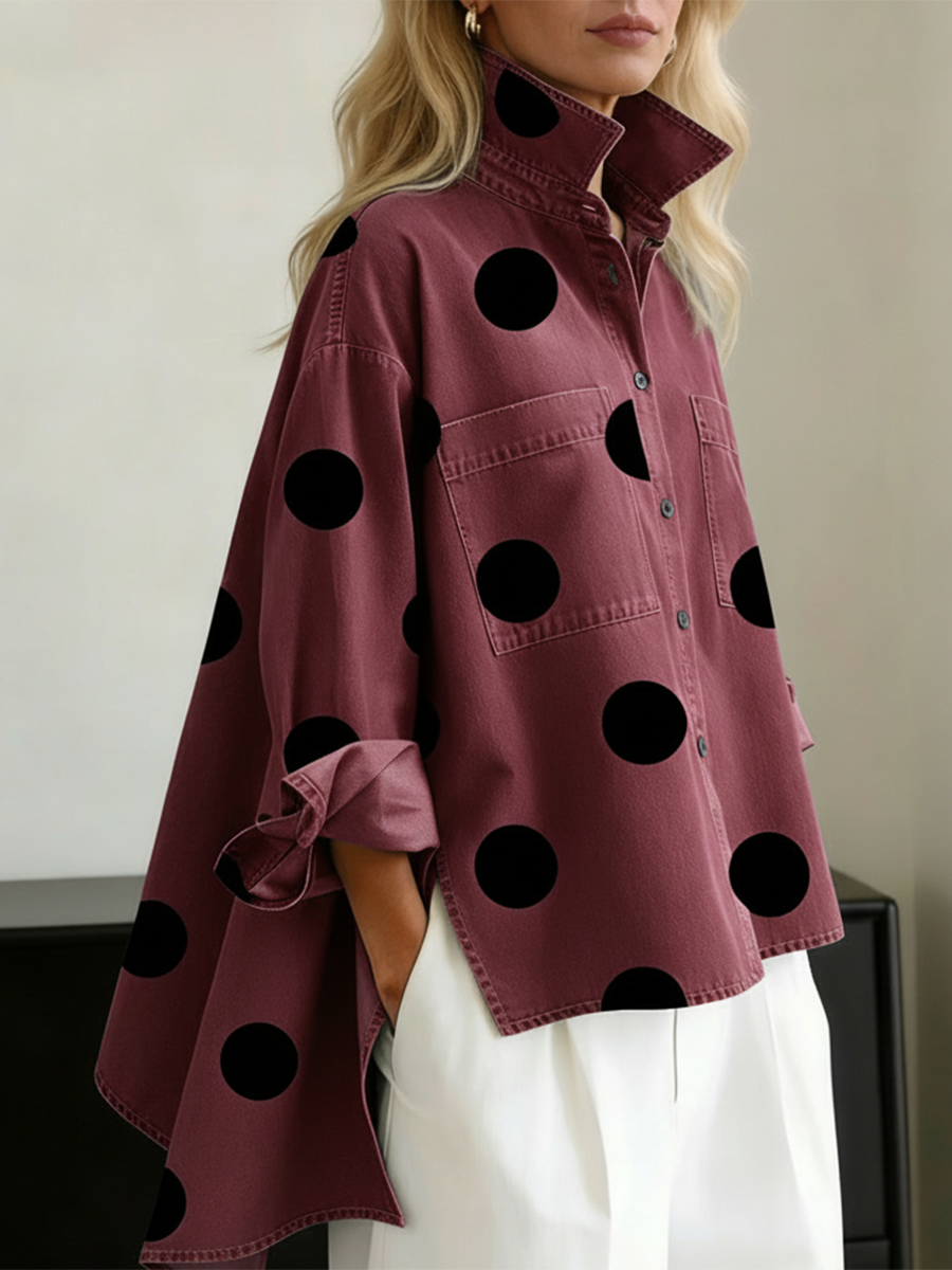 Elena™ | Polka Dot High-Low Overshirt