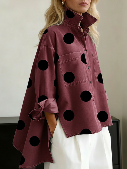Elena™ | Polka Dot High-Low Overshirt