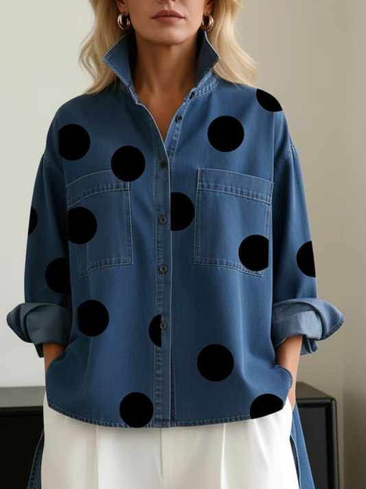Elena™ | Polka Dot High-Low Overshirt