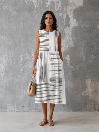 CRESSIDA | Graphic Gathered Crisp Midi Dress