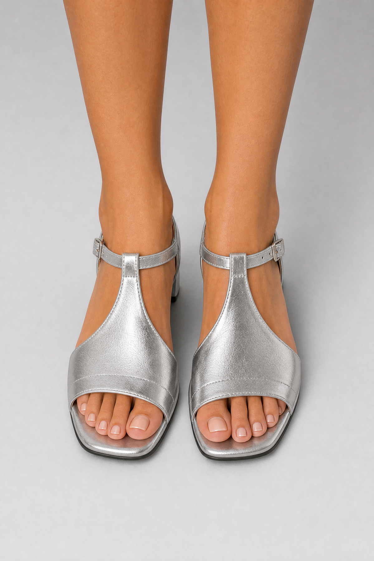 GINEVRA | Silver Crossed Heeled Sandal
