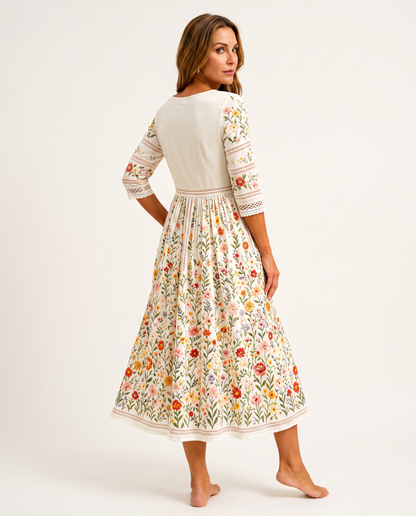 VIOLETTA | Crochet Meadow Sprigged Midi Dress